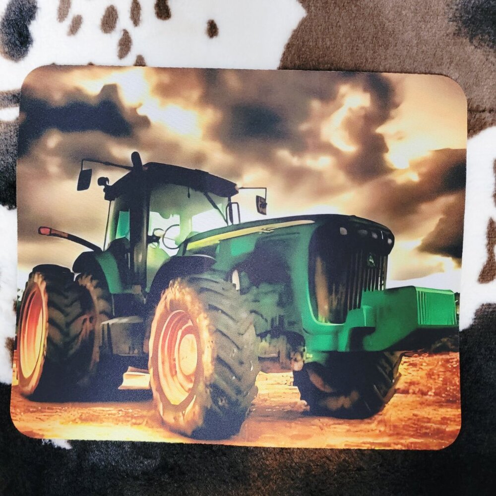 Green Tractor Non Slip Custom Mouse Pad